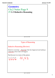Geometry Ch.2 Notes Page 9 P9  2­3 Deductive Reasoning