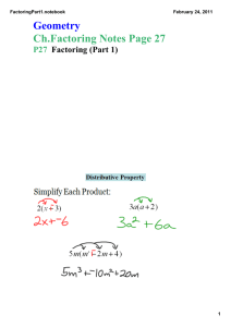 Geometry Ch.Factoring Notes Page 27 P27   Factoring (Part 1)