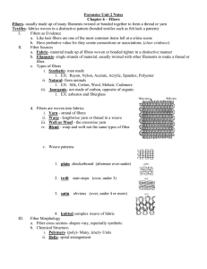Forensics Unit 2 Notes Chapter 6 – Fibers Fibers Textiles