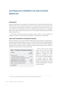 AUSTRALIA’S EXPORTS OF EDUCATION SERVICES Introduction 1