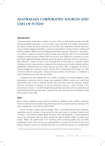 AustrAliAn CorporAtes’ sourCes And uses of funds Introduction