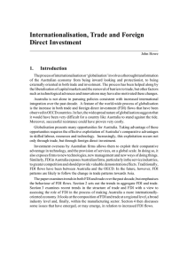 Internationalisation, Trade and Foreign Direct Investment 1. Introduction