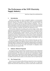 The Performance of the NSW Electricity Supply Industry 1. Introduction