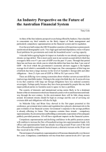 An Industry Perspective on the Future of the Australian Financial System