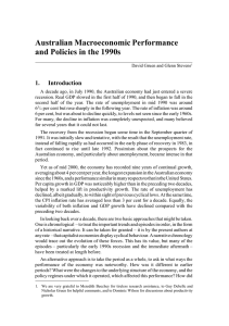 Australian Macroeconomic Performance and Policies in the 1990s 1. Introduction