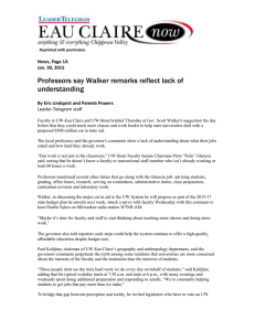 Professors say Walker remarks reflect lack of understanding  News, Page 1A