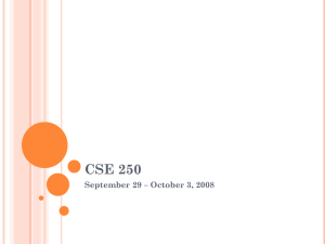 CSE 250 September 29 – October 3, 2008