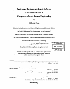 Design and Implementation of Software Component-Based System Engineering Chibong Chan