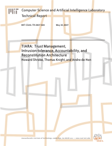 TIARA:  Trust Management, Intrusion-tolerance, Accountability, and Reconstitution Architecture