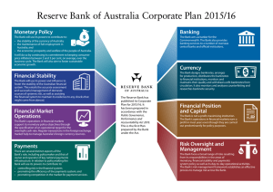 Reserve Bank of Australia Corporate Plan 2015/16 Monetary Policy Banking