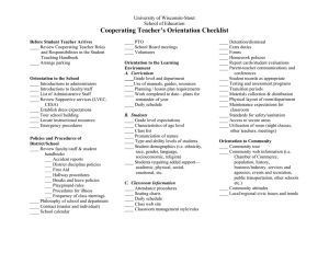 Cooperating Teacher’s Orientation Checklist University of Wisconsin-Stout School of Education