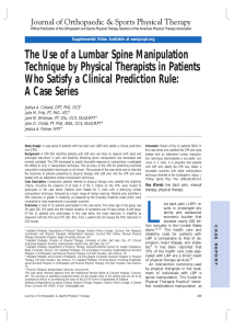 The Use of a Lumbar Spine Manipulation