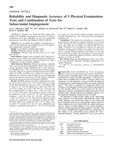 Reliability and Diagnostic Accuracy of 5 Physical Examination Subacromial Impingement