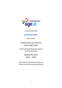 Community Care Service Extra Help Team Quality Account 2014 – 2015