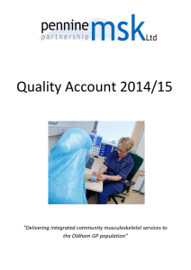Quality Account 2014/15  “Delivering integrated community musculoskeletal services to