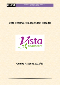 Vista Healthcare Independent Hospital Quality Account 2012/13 2012/13