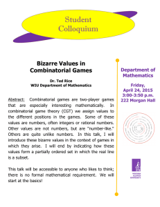 Student Colloquium Bizarre Values in Combinatorial Games