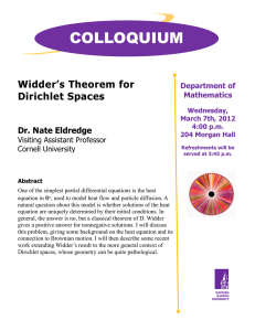 COLLOQUIUM Widder’s Theorem for Dirichlet Spaces Dr. Nate Eldredge