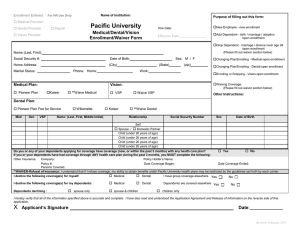 Pacific University Medical/Dental/Vision Enrollment/Waiver Form