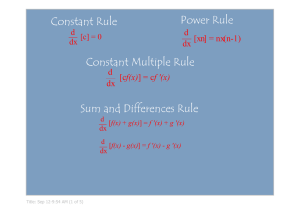 Power Rule Constant Rule Constant Multiple Rule Sum and Differences Rule