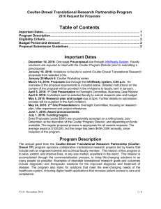 Table of Contents Coulter-Drexel Translational Research Partnership Program
