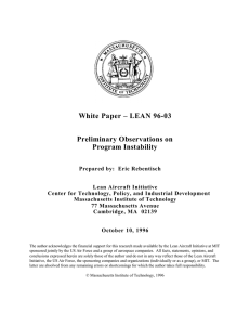 White Paper – LEAN 96-03 Preliminary Observations on Program Instability