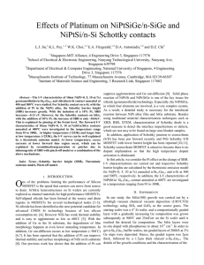 Effects of Platinum on NiPtSiGe/n-SiGe and NiPtSi/n-Si Schottky contacts