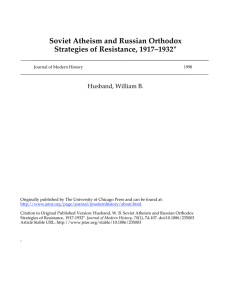 Soviet Atheism and Russian Orthodox Strategies of Resistance, 1917–1932* Husband, William B.