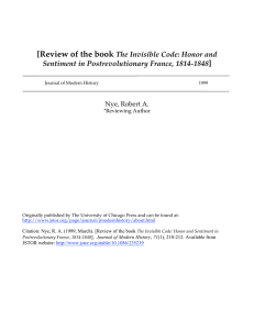 [Review of the book ] The Invisible Code: Honor and