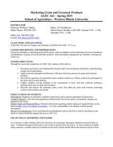 Marketing Grain and Livestock Products AGEC 442 – Spring 2015