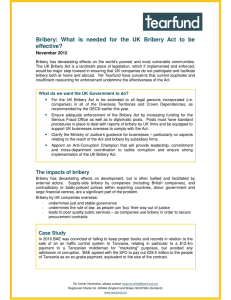 Bribery:  What  is  needed  for ... effective?  November 2012