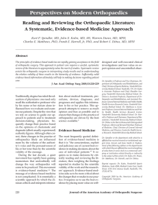Reading and Reviewing the Orthopaedic Literature: A Systematic, Evidence-based Medicine Approach