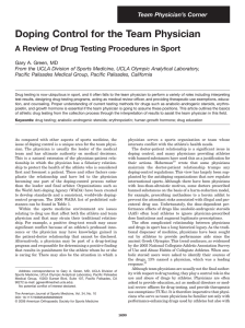 Doping Control for the Team Physician