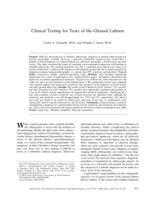 Clinical Testing for Tears of the Glenoid Labrum