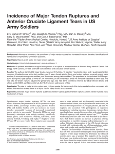 Incidence of Major Tendon Ruptures and Army Soldiers