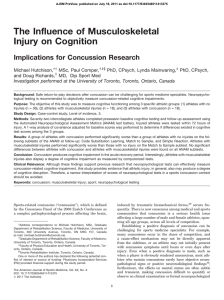 The Influence of Musculoskeletal Injury on Cognition Implications for Concussion Research