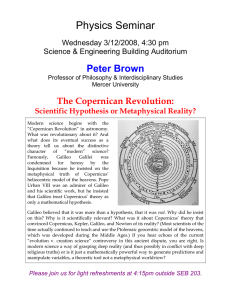 Physics Seminar Peter Brown  The Copernican Revolution: