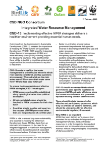 CSD NGO Consortium Integrated Water Resource Management CSD-13: