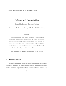 H-Bases and Interpolation Dana Simian Corina Simian