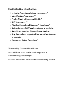 Checklist for New Identification: Letter to Parents explaining the process* Identification “one-pager”*