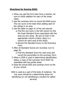 Directions for Scoring SIGS: