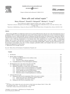 Stem cells and retinal repair ARTICLE IN PRESS Henry Klassen
