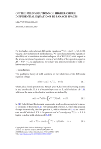 ON THE MILD SOLUTIONS OF HIGHER-ORDER DIFFERENTIAL EQUATIONS IN BANACH SPACES