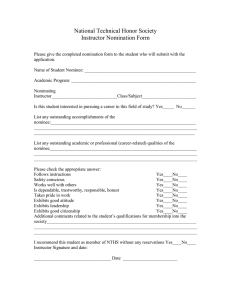 National Technical Honor Society Instructor Nomination Form