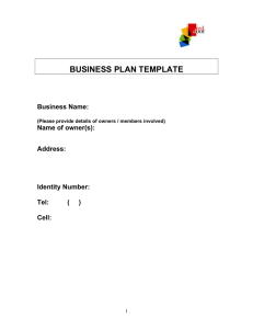 BUSINESS PLAN TEMPLATE Business Name:  Name of owner(s):
