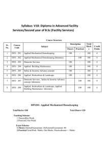 Syllabus: V18: Diploma in Advanced facility