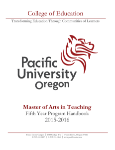 College of Education Master of Arts in Teaching 2015-2016