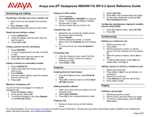 Avaya one-X® Deskphone 9608/9611G SIP 6.2 Quick Reference Guide