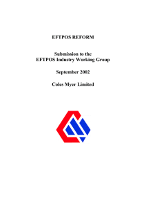 EFTPOS REFORM Submission to the EFTPOS Industry Working Group