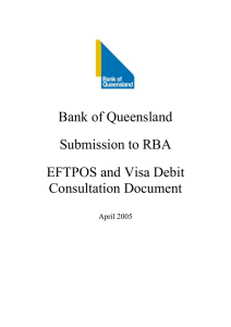 Bank of Queensland Submission to RBA EFTPOS and Visa Debit